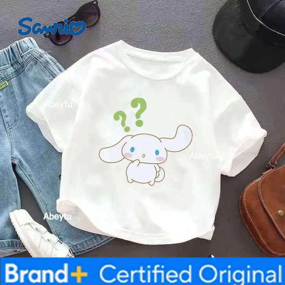 Sanrio Premium Cinnamoroll Printed Summer Cotton T Shirt For Big Kids And Girls Cute Casual Family Matching Tops H260120