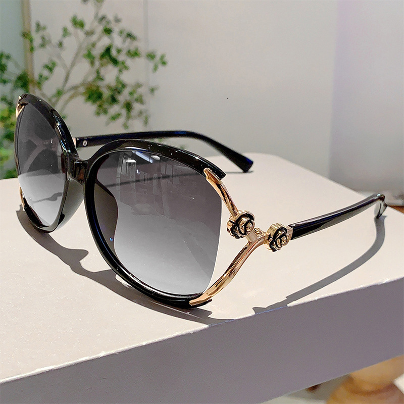 Luxury Brand Designer Sunglasses European And American Style INS Camellia Fashion Sunglasses High-End Elegant Trendy UV Protection Women's Street