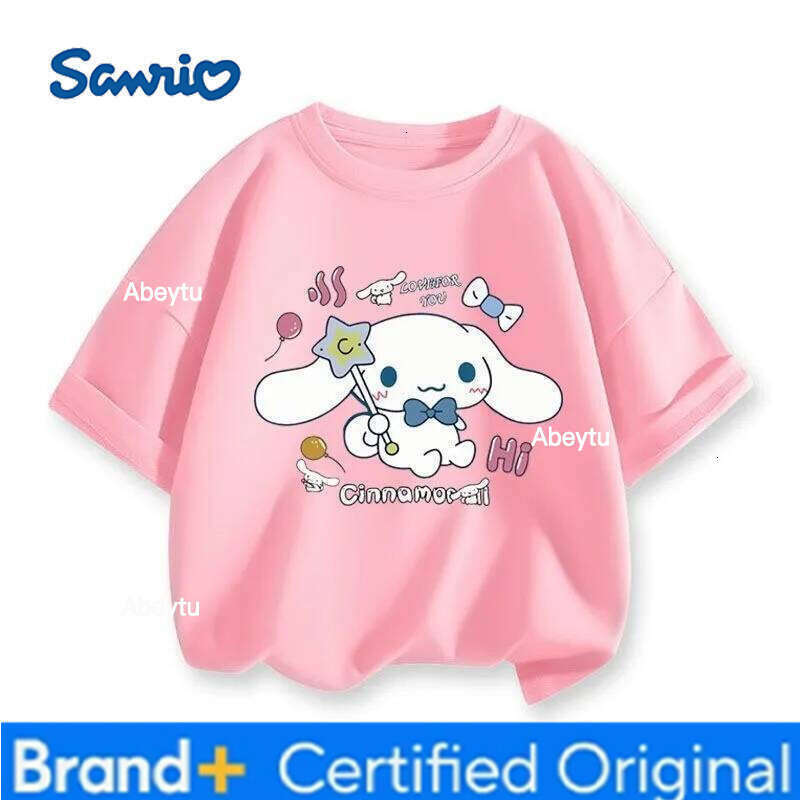 Sanrio Limited Time Special Offer New Cinnamoroll Kids T-shirt Crew Neck Loose Breathable Sweat-wicking Comfortable Tops H260120