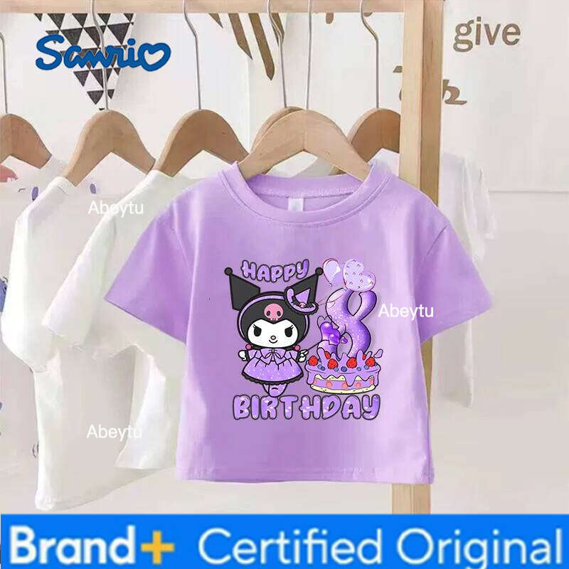 Sanrio Kawaii Kuromi Number T-Shirt Girl Birthday Tee Shirts Children Casual Short Sleeve Tops Cartoon Printed Summer Toddler Clothes H2601201