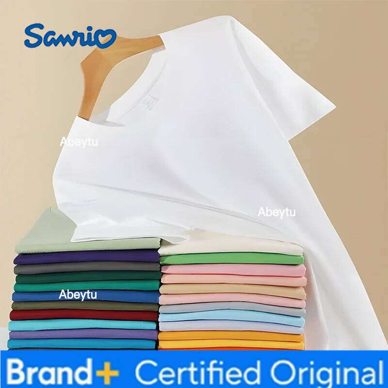 Sanrio Disney Cute Cartoon Kitty Cat Cotton Short-sleeved T-shirt Men's and Women's Summer Printing Versatile Casual Loose Top Clothing H260