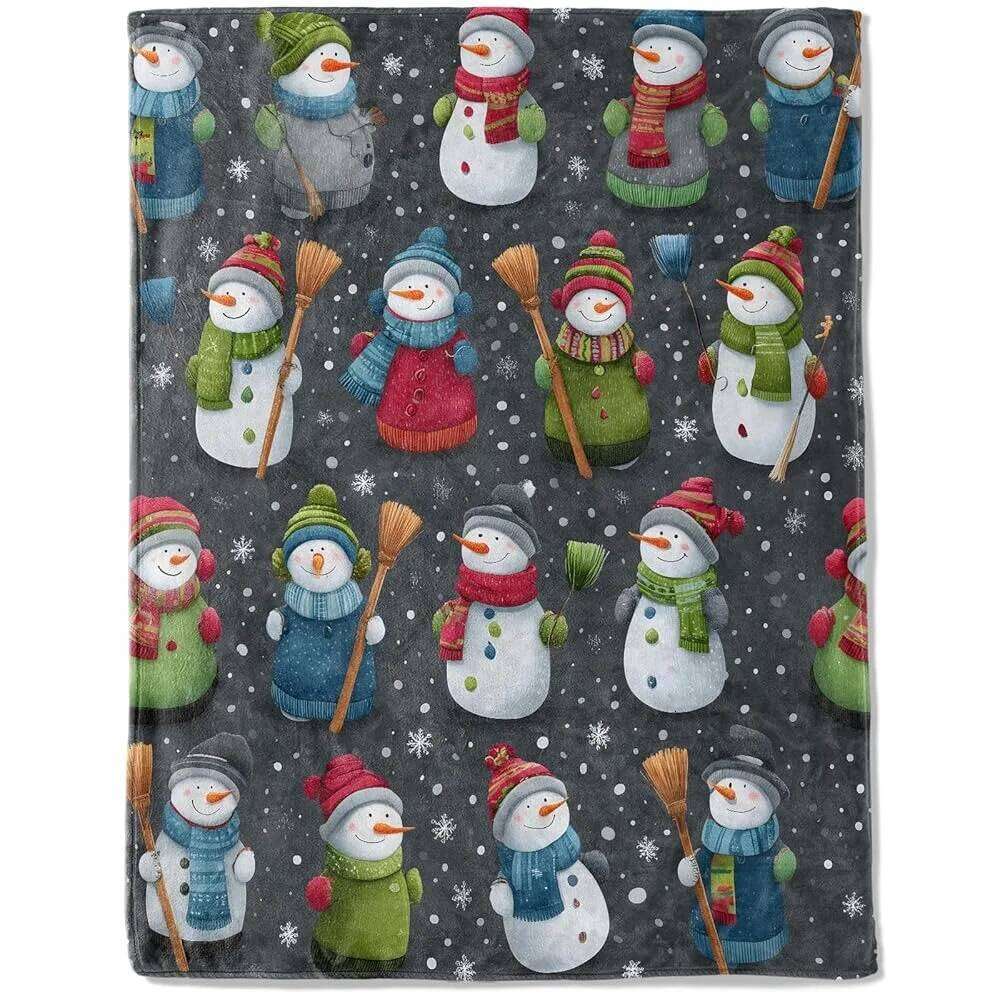 Festive Delight Christmas Blanket with Nutcrackers Cookies & Stars Pattern Print Soft and comfortable New Year Home Decoration W260120