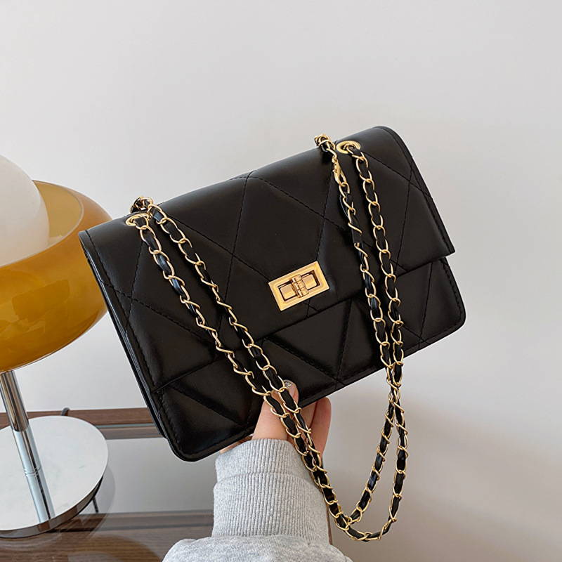 New Design Luxury Bag 2026 Women's Quilted Leather Crossbody Bag Gold Chain Metal Lock Flap Shoulder Purse Free Shipping