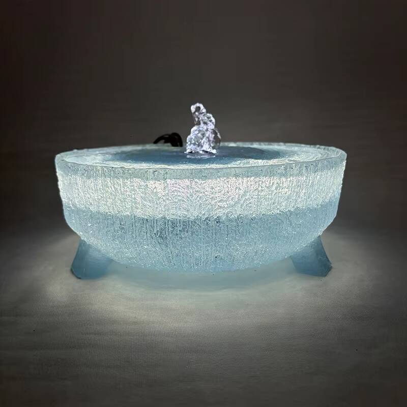 Dream Coffee Light Blue Cold White Crystal Lamp Transparent Desktop Water Feature Fountain