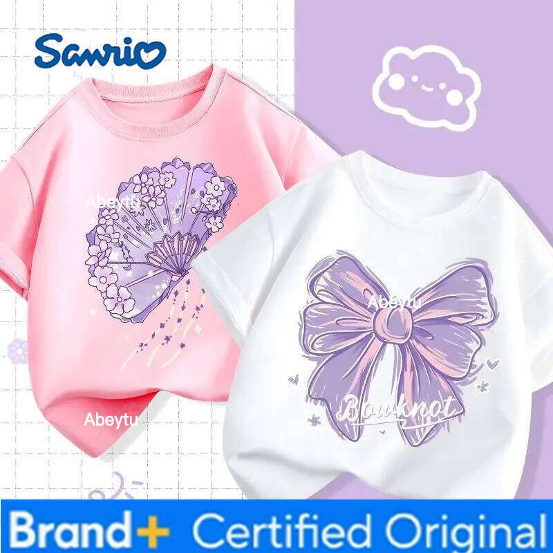 Sanrio 2pcs/pack Summer Baby Girls Clothes Children Kuromi Printed Short Sleeve T-shirts Kid Cotton Cartoon Breathable Soft Top H260120