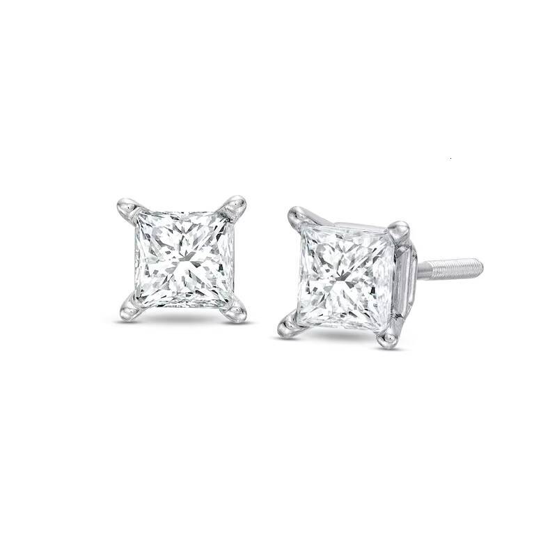 Wholesale Factory Price 10K 14K 18K Solid Real Gold Vvs Moissanite Stud Earrings Wedding Studs Princess Cut