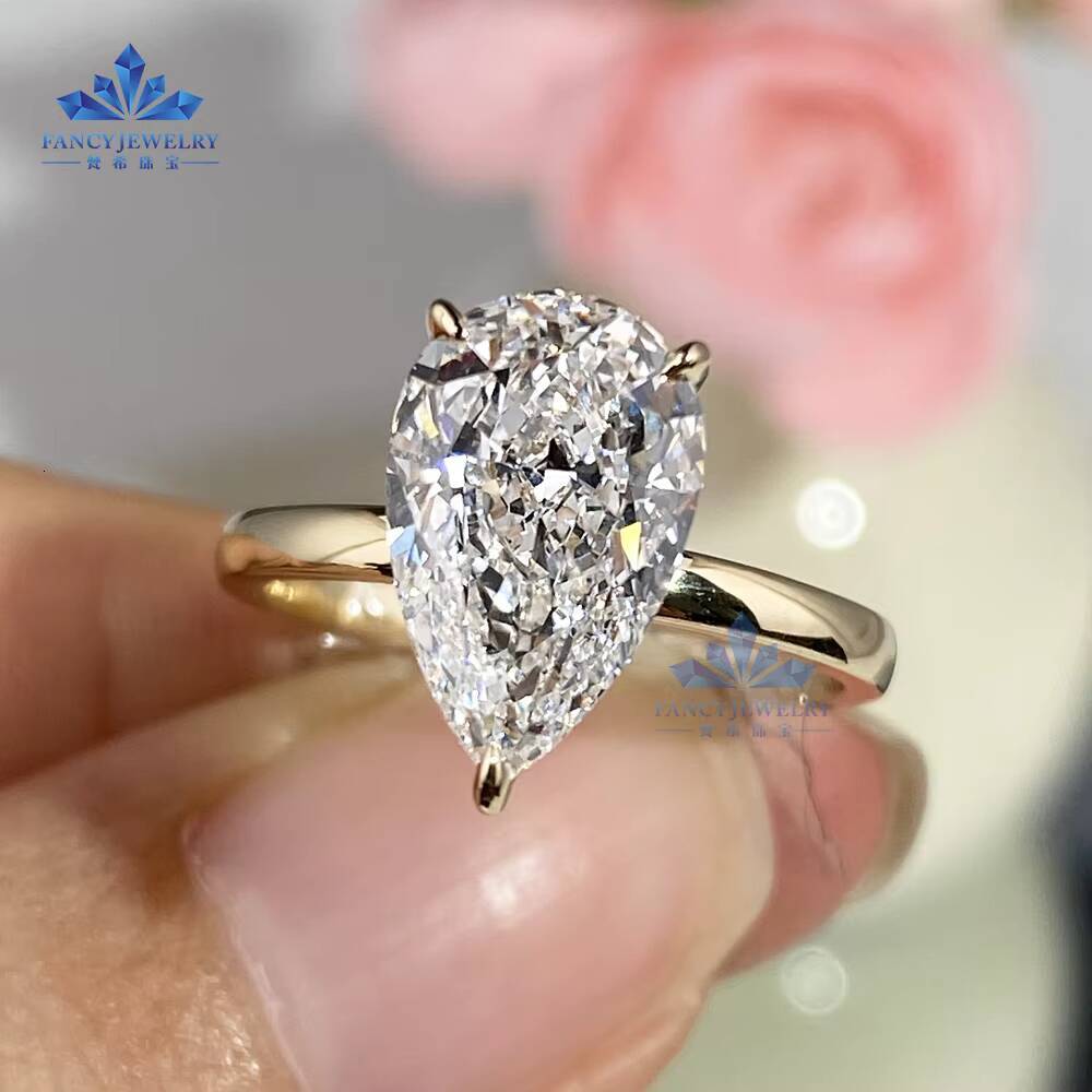 IGI GIA Certified HPHT CVD D VVS1 Lab Grown Pear Cut Diamond 1CT 2CT 3CT 18K Solid Gold Jewelry Engagement Ring Women