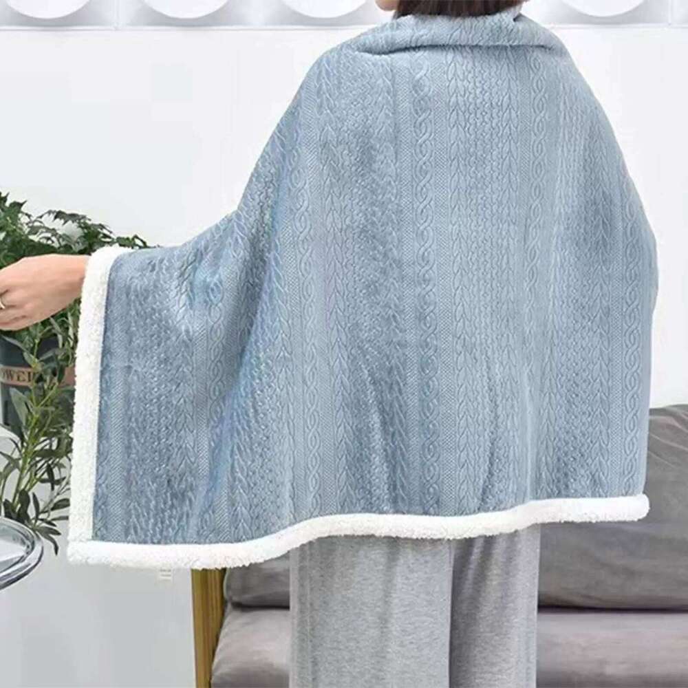 Wearable Throw Blanket Button-Style Poncho 85x120cm Plush Shawl for Women Girls Ladies Home Office Travel Sofa Warm Gift W260120