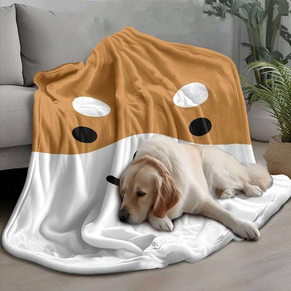 Shiba Inu Flannel Blanket - Ultra-Soft Quilted Print | Cozy All-Season, Sofa/Bedroom Decor, Animal Theme Gift W260120