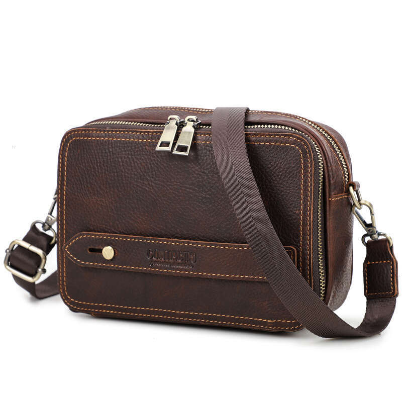 Luxury Shoulder Bags Totes Hobo Black Angel Crazy Horse Leather Crossbody European And American Trend Double Zipper Men S Clutch Bag SENYY