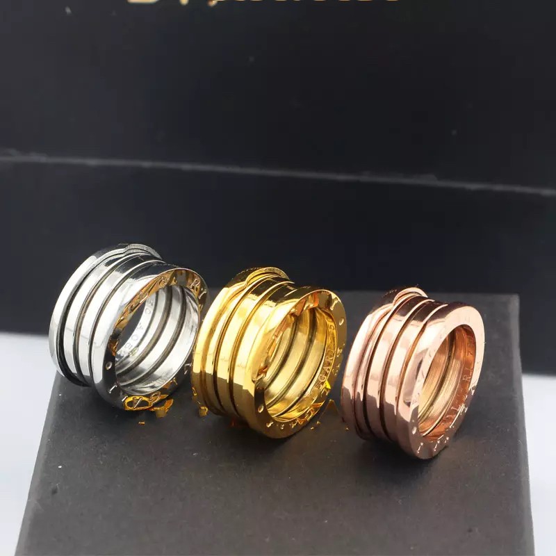 Luxury zero1 Spring logo engrave designer girls woman man boys B rings 18K Gold Silver Rose Titanium Steel branded Rings wedding Jewelry 5 6 7 8 9 10 11 12 large USA size