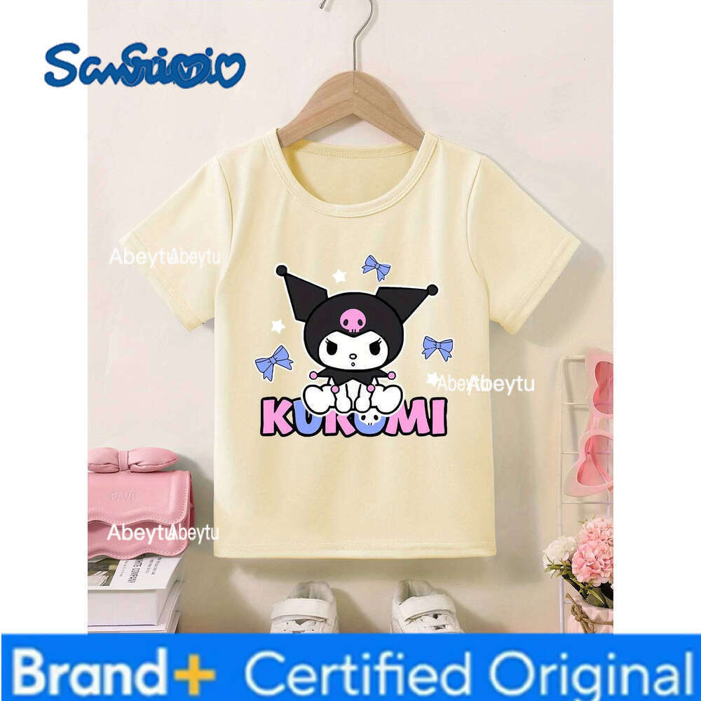 Sanrio Summer Baby Girls Clothes Kid Kuromi Printed T-shirts Children Cartoon Solid Cotton Short Sleeve Top Outfits H260120