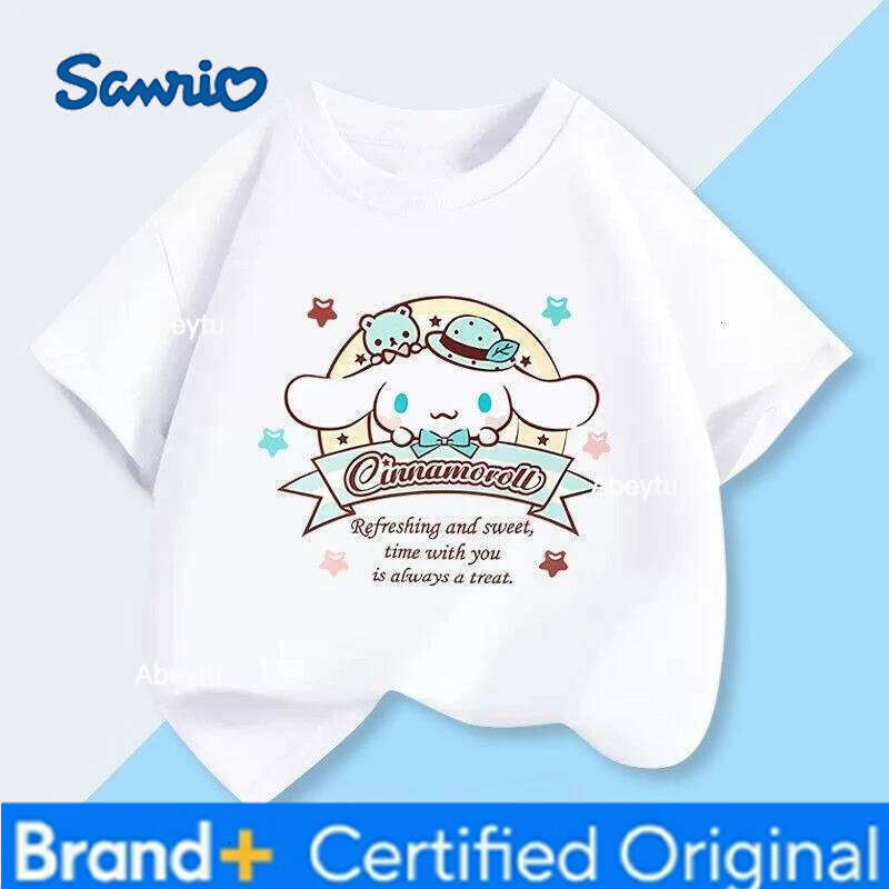 Sanrio Summer Hot Sale Cinnamoroll Kids T-shirt Comfort Loose Breathable Machine Washable Low Maintenance Tops H260120