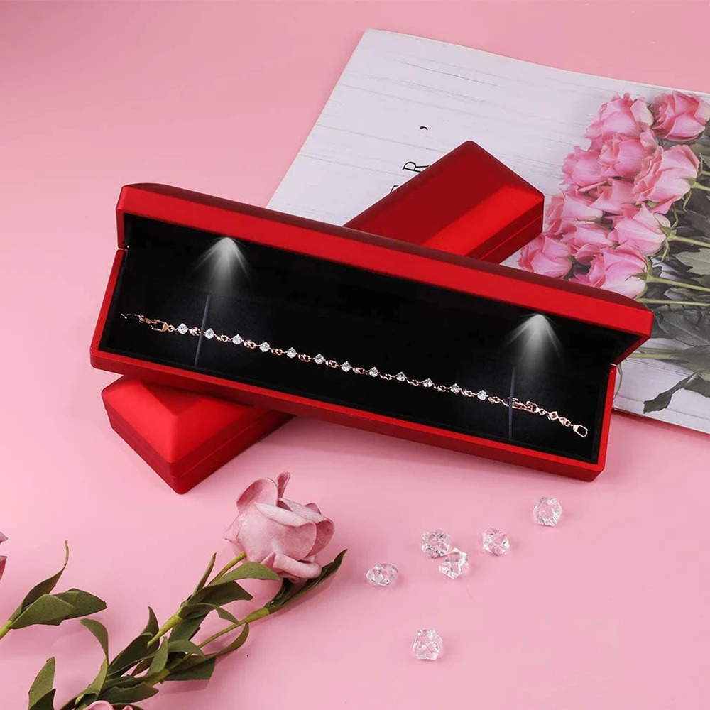 LED Necklace Jewelry Box with Light Long Chain Bracelet Storage Display Case For Wedding Anniversary Engagement Gifts Box 260119