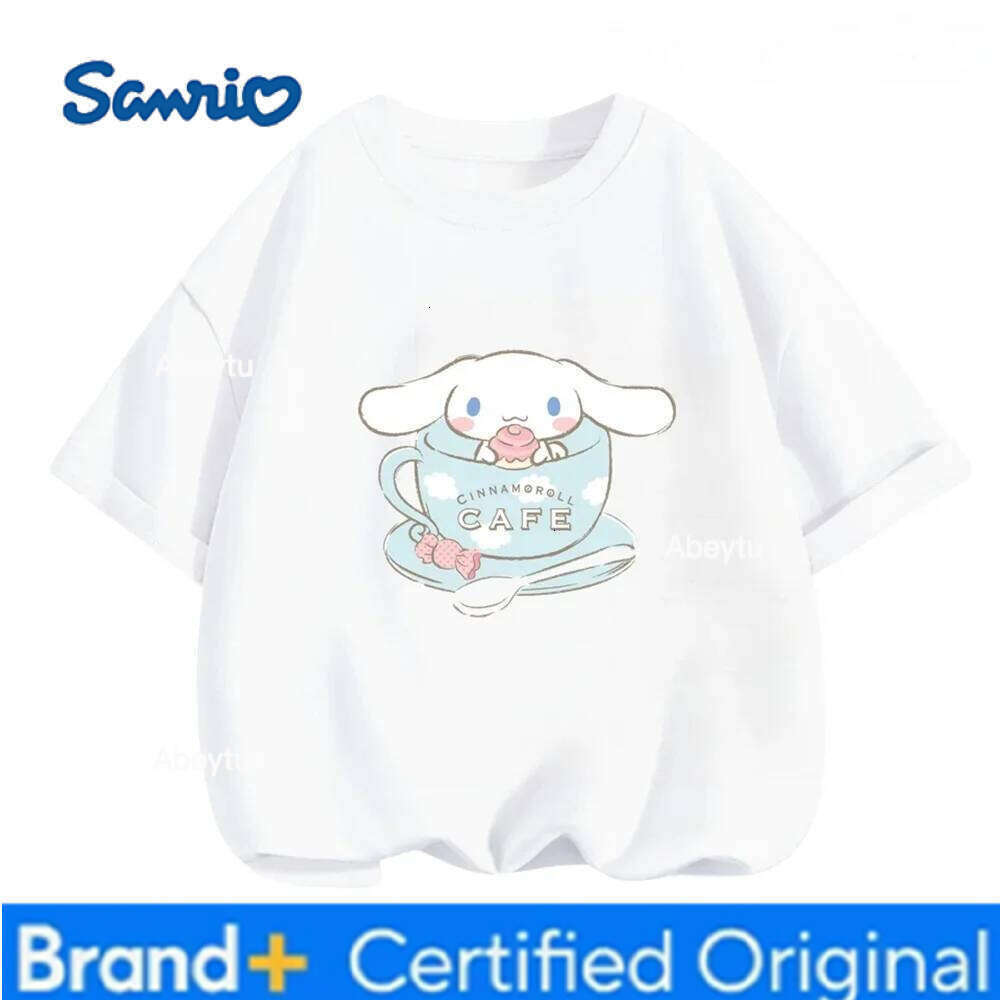 Sanrio Cinnamoroll Tshirt Summer Hello Kitty Kids Cartoon Casual Short-sleeved T-shirt Set Baby Boy Girls Clothing H260120