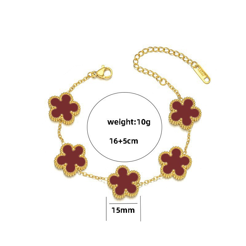Cross-Border Lucky Five-Leaf Clover Titanium Steel Bracelet Light Luxury High-End Fashion Versatile Non-Fading Jewelry - view 8