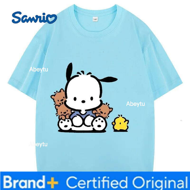 Sanrio Children's T-shirt Printed Pochacco Tops for Boys Loose Tees Cute Simple Style Cartoon Girl Clothing H2601201