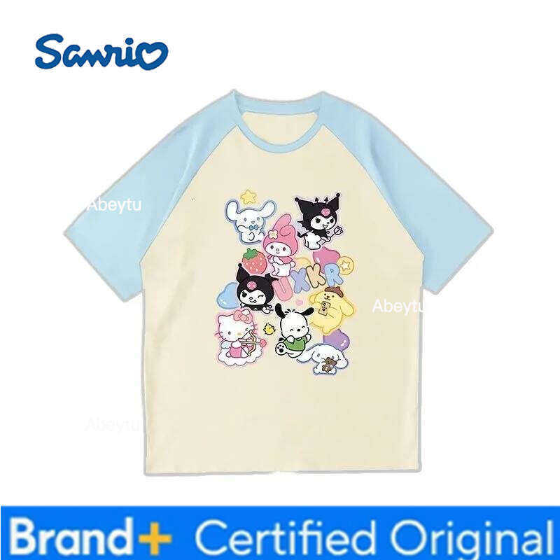 Sanrio Hello kitty Kuromi My melody high-value cartoon cute kids short sleeve summer cotton comfortable and breathable T-shirt H260120