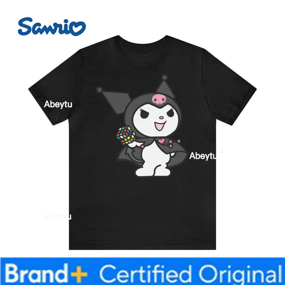 Sanrio Womens Kuromi Pattern T-Shirt Cotton Classic Short Sleeve Unisex Streetwear Oversized Loose Casual Stylish H260120