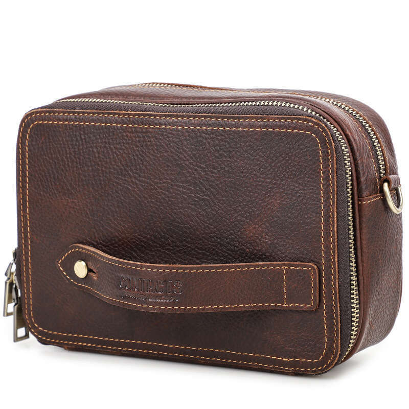 Luxury Shoulder Bags Totes Hobo Black Angel Crazy Horse Leather Crossbody European And American Trend Double Zipper Men S Clutch Bag SENYY