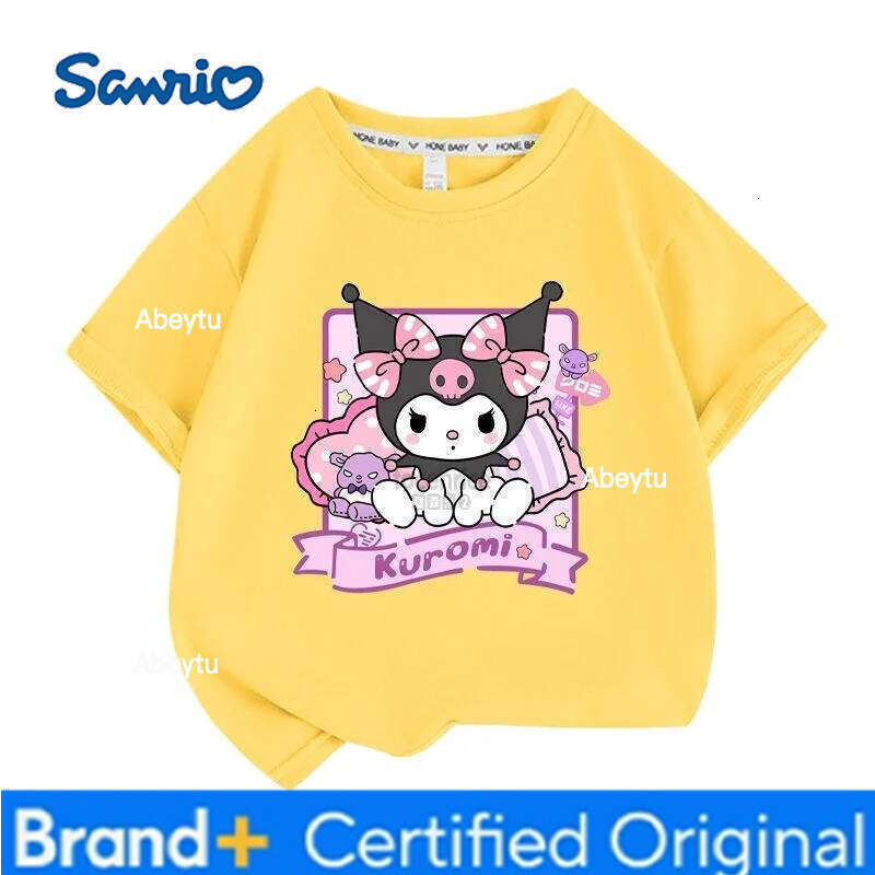 Sanrio Summer Baby Girls 100% Cotton Clothes Kid Children Girl Cute Kuromi Printed T-shirts Cartoon Short Sleeve Top Outfits H2601201