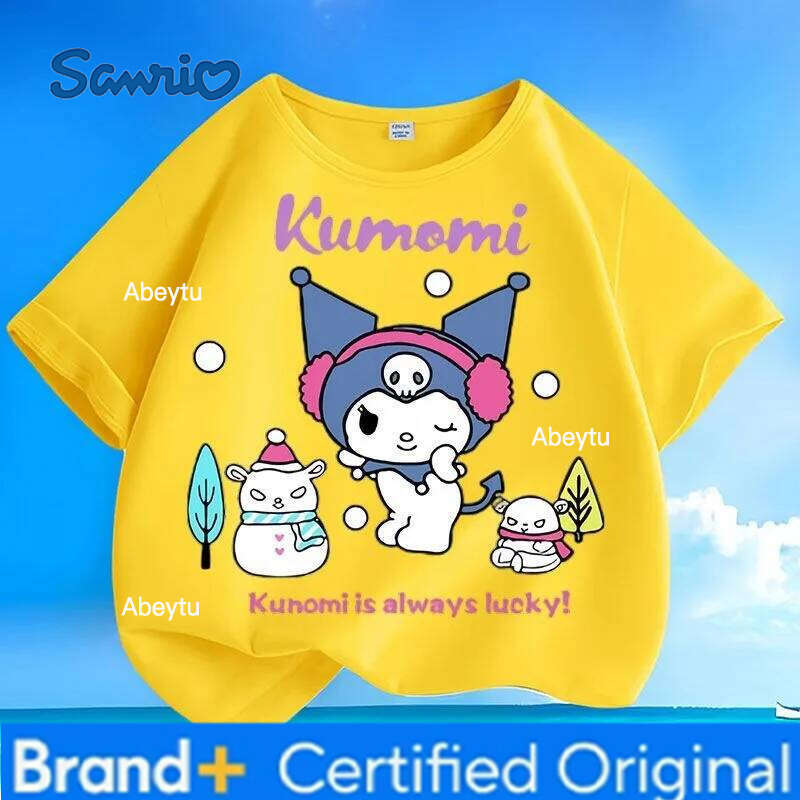 Sanrio Limited Time Low Price Kuromi Kids T-shirt Summer New Loose Round Neck Comfortable Versatile Casual Trendy Tops for Boys Girls H260120