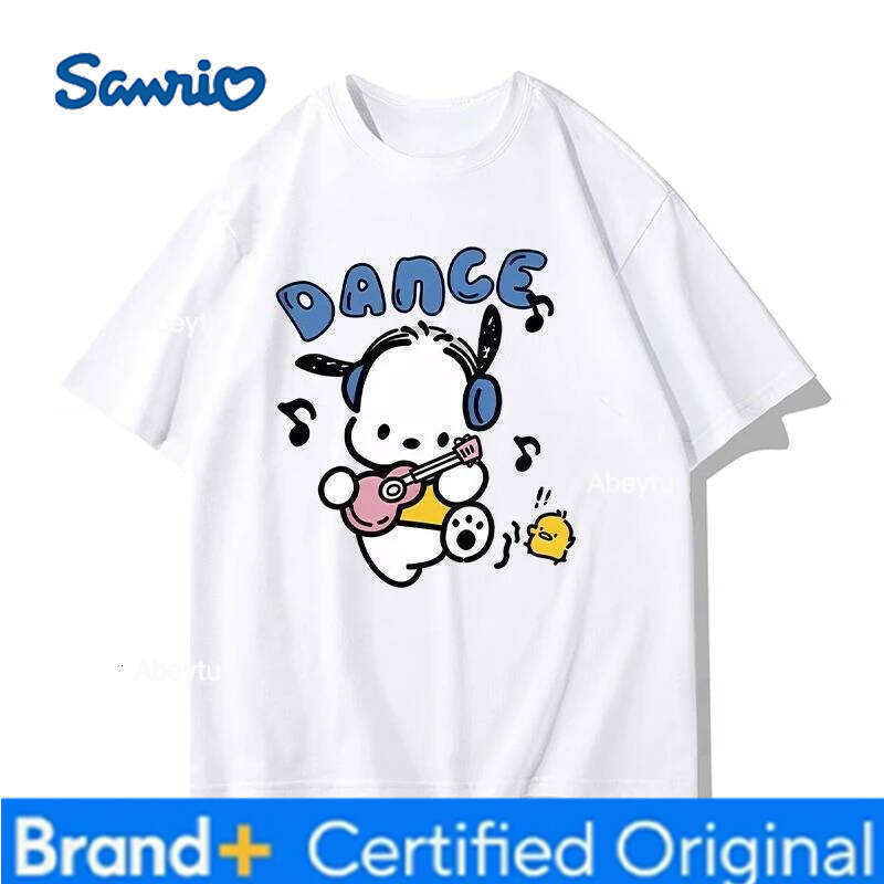 Sanrio Miniso New Pochacco Cartoon Summer Surrounding Women's men Plus Size T-shirt Y2K Loose Casual Short Sleeved Top H260120