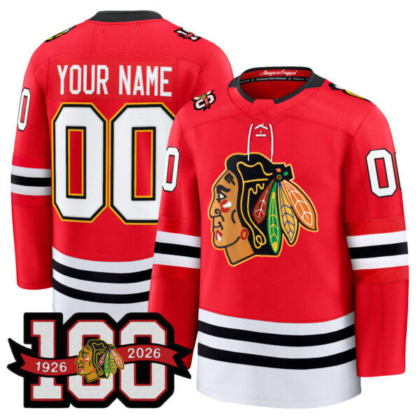 ChicagoBlackhawkss 100th Anniversary Hockey Jersey Bedard Tyler Bertuzzi Ilya Mikheyev Frank Nazar Oliver Moore Alex Vlasic Spencer Knight Andre Burakovsky