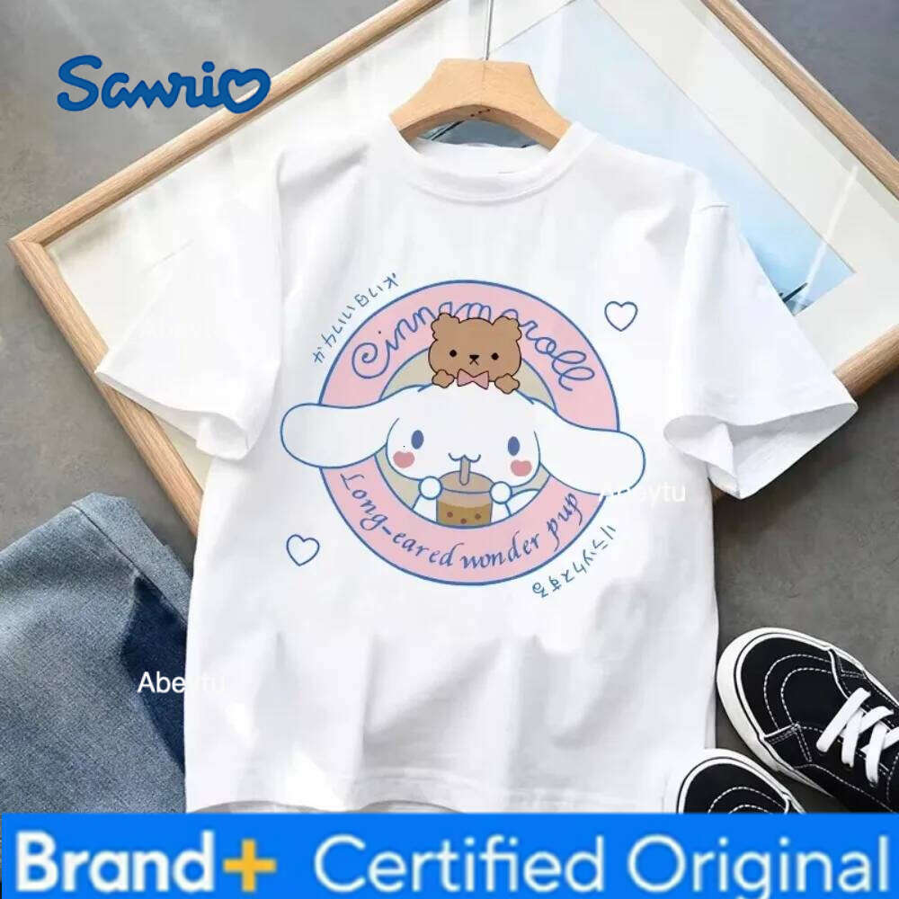Sanrio MINISO Cinnamoroll Japan Anime Kawaii Men and Women T-shirt Street Casual Fashion Sports Loose Cotton Short Sleeve Comfortable H2601201
