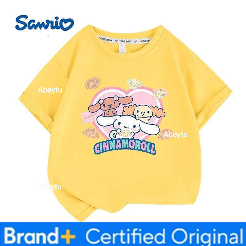 Sanrio Summer Baby Girls 100% Cotton Clothes Kid Children Boys Cinnamoroll Printed T-shirts Cartoon Short Sleeve Top Outfits H2601201