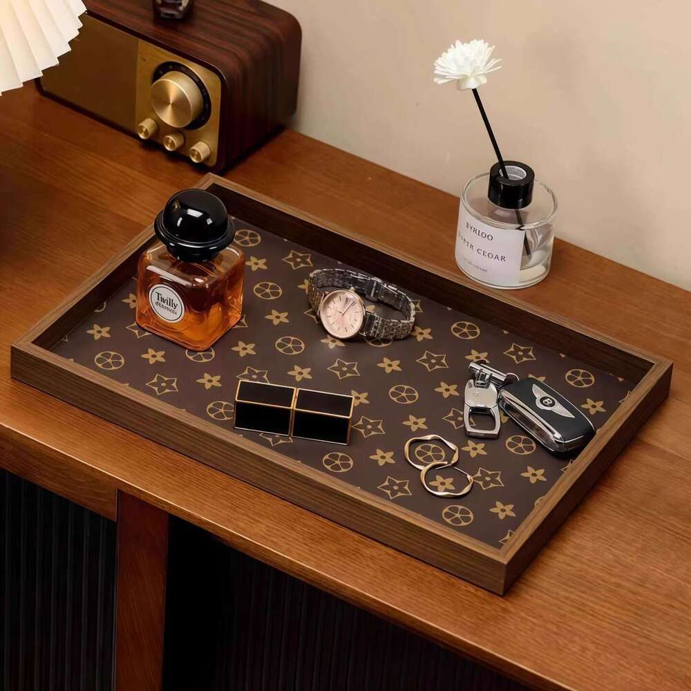 Walnut Wood Jewelry Home Tray Storage Box Rectangular Luxury Wooden Pallet for Living Room Bedroom Near Door Domestic Use Jewelry Organizer Tea Cup Di