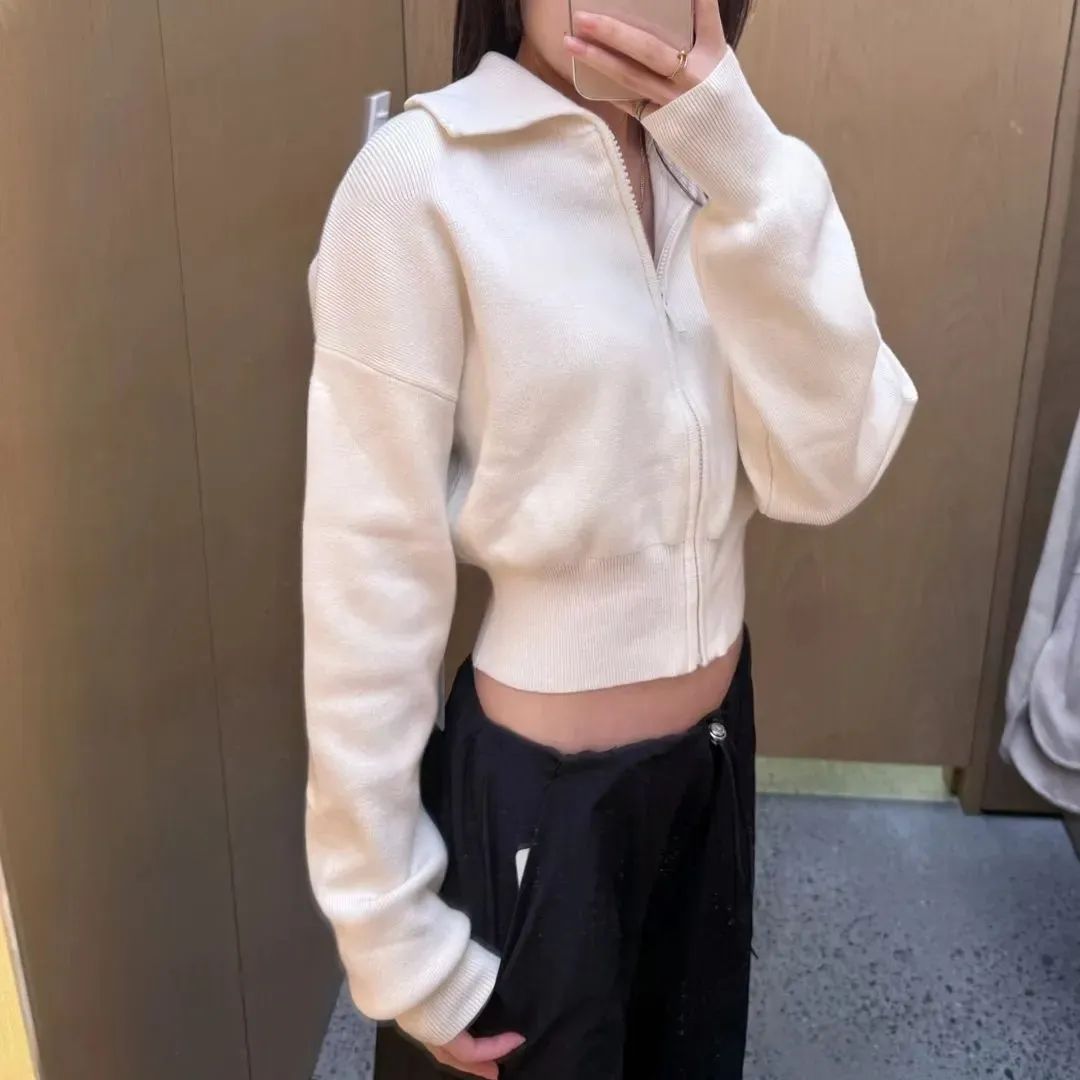 Women Designer Yoga Knit Sets Scholar Knit Cropped Full Zip Jackets Cardigan Serenity Wide Leg Sweatpants Cropped knitted Sweater Winter Gym Outfit Shaping