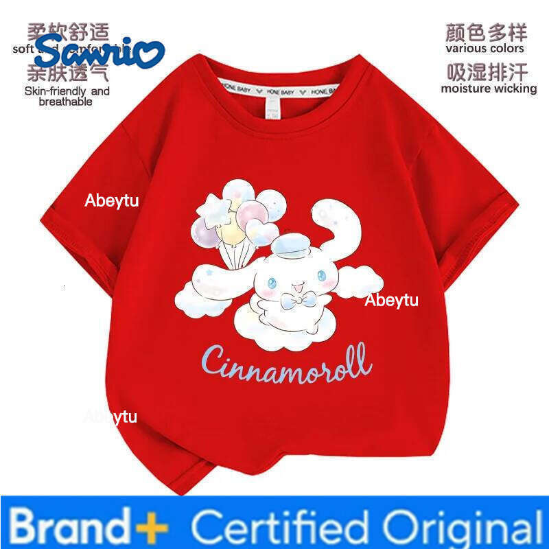 Sanrio Summer Baby Girls 100% Cotton Clothes Kid Children Boy Cute Cinnamoroll Printed T-shirts Cartoon Short Sleeve Top Outfits H260120