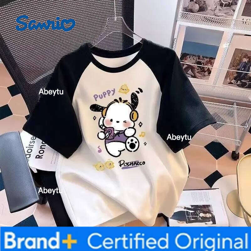 Sanrio Baby Boy Clothes Top Kid Girls Carton Pochacco Printed Short Sleeve T-shirts Children Fashion Cotton Breathable Outfits H2601201