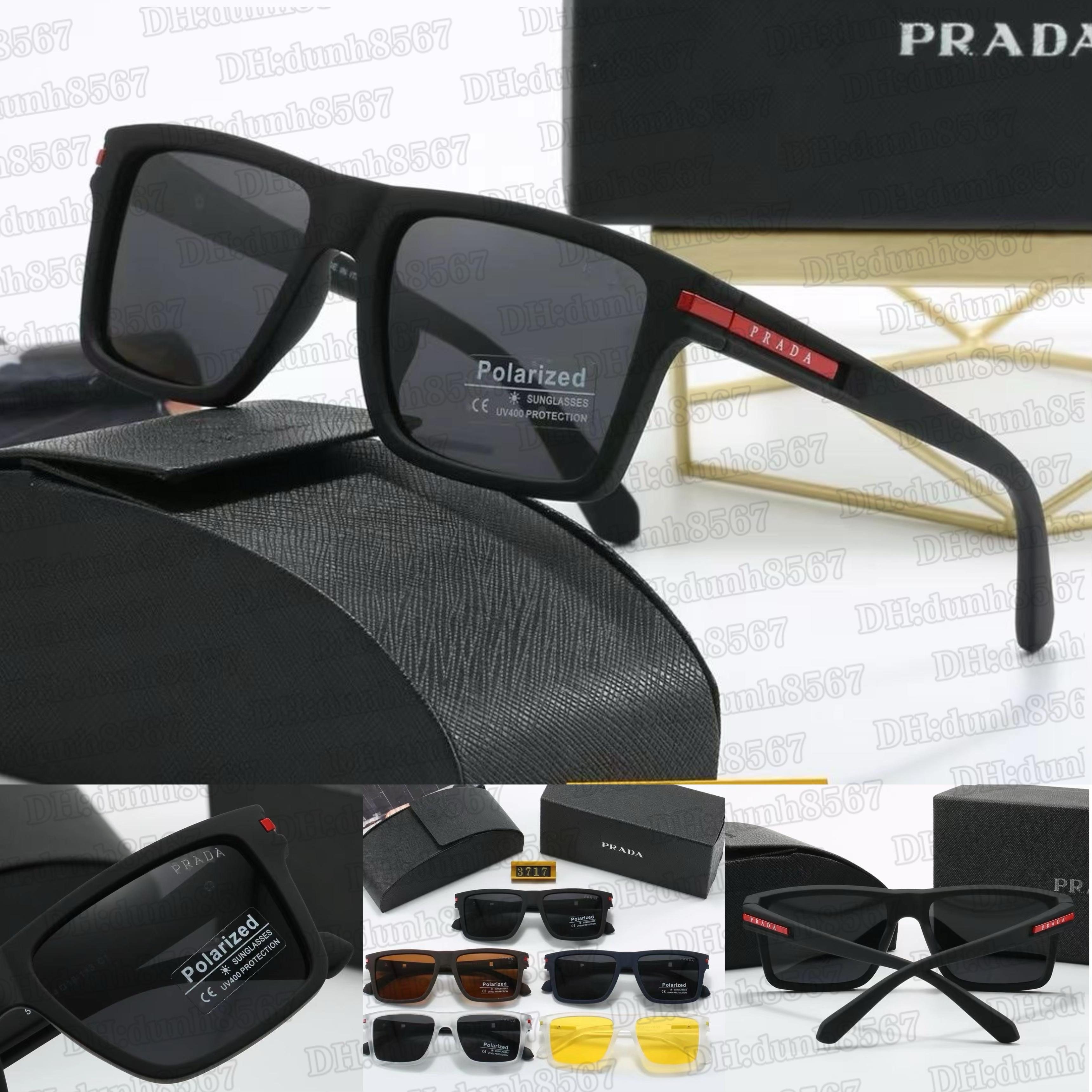 Designer Mens Prado sunglasses outdoor shades women fashion triangle luxury full frame sunshade mirror polarized uv400 protection glasses