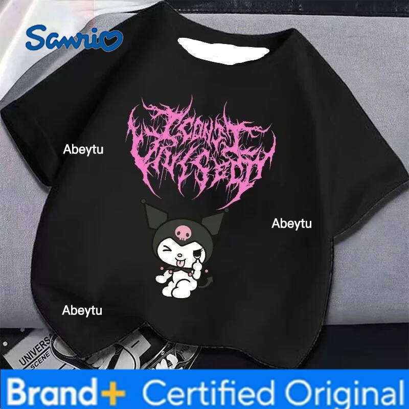 Sanrio Crayon Shinchan New Children's Cute Cartoon 3D Black White T-shirt Short-sleeved Boys and Loose Clothing H260120