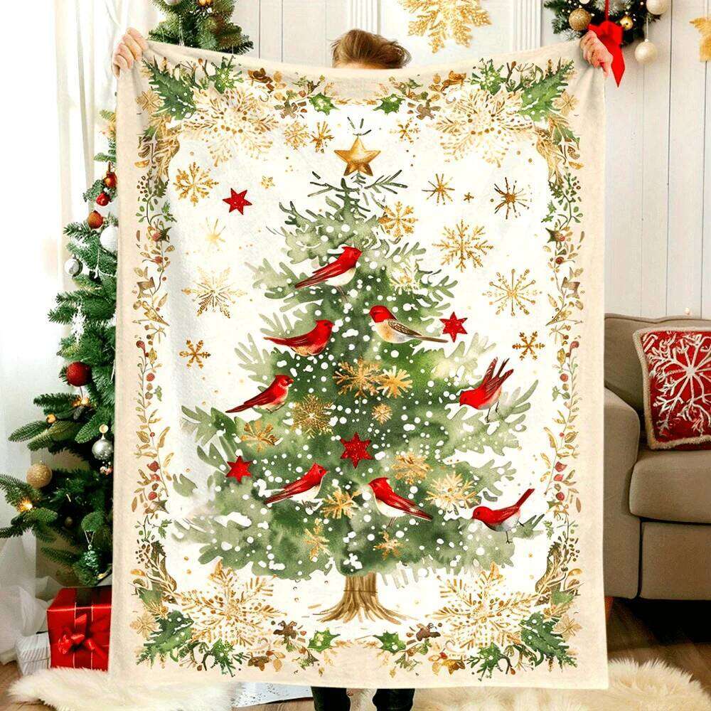 Vintage Christmas tree Pattern Flannel Soft Warm Afternoon Nap Suitable For Sofa Office Camping Travel Versatile Blanket W260120