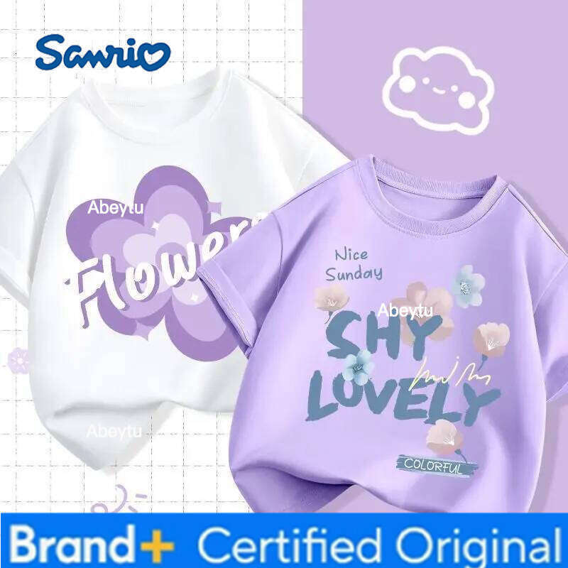 Sanrio 2pcs/pack Summer Baby Girls Clothes Children Kuromi Printed Short Sleeve T-shirts Kid Cotton Cartoon Breathable Soft Top H260120