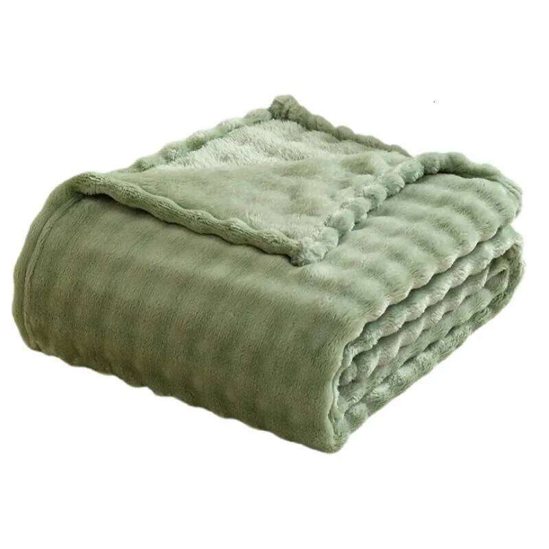 Sage Green Bubble Fleece Blanket Couch Super Soft Cozy Throw for Women Perfect Christmas Gift Fuzzy Flannel Comfort W260120