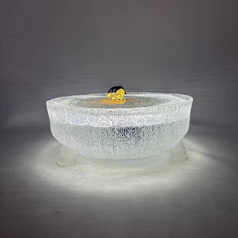 Dream Coffee Light Blue Cold White Crystal Lamp Transparent Desktop Water Feature Fountain