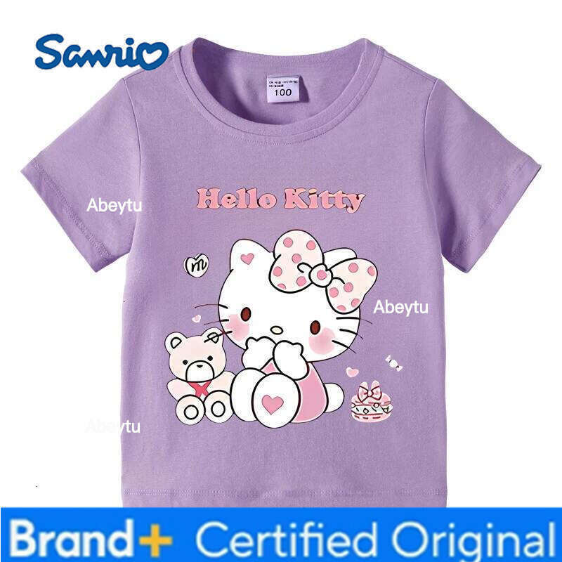 Sanrio Kids Kello Kitty Tshirt Summer Children's Cartoon Casual Short-sleeved T-shirt Set Baby Boy Girls Clothing H2601201