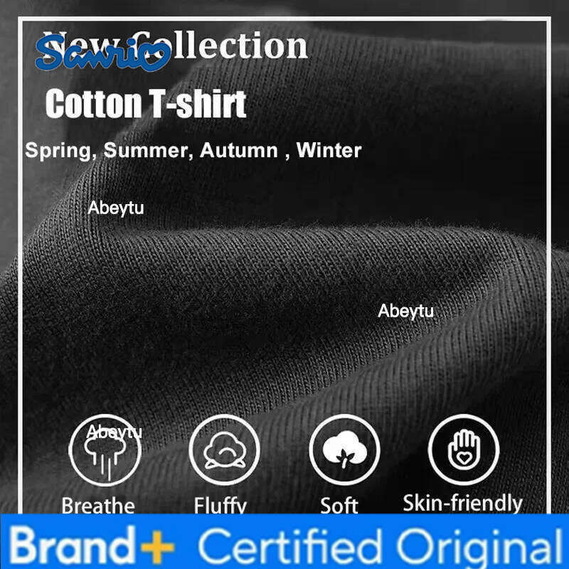 Sanrio MINISO Hello Kitty Cartoon Anime Women T-shirt Summer Short Sleeve 100% Cotton Men Tee Shirts Tops Fashion Couple Clothing Gift H2601201