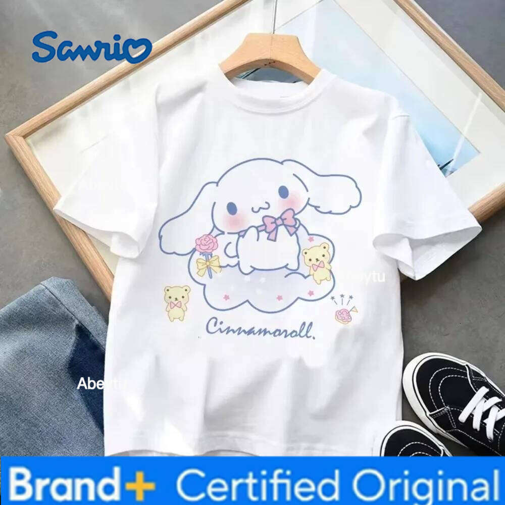 Sanrio MINISO Cinnamoroll Japan Anime Kawaii Men and Women T-shirt Street Casual Fashion Sports Loose Cotton Short Sleeve Comfortable H260120