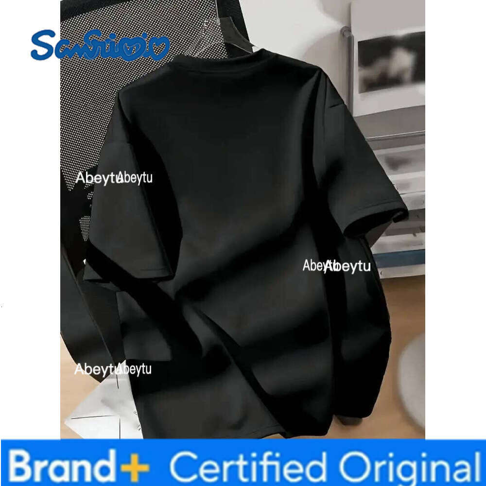 Sanrio Printed Shoulder Down Short Sleeved Round Neck Casual Pure Cotton Comfortable T-Shirt, Spring And Summer Women's Clothing H260120