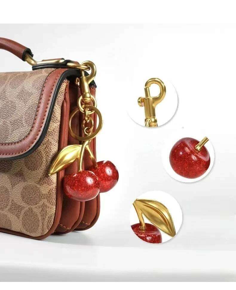 Cute Bags Purse Charm Adorable Fruit Fashion Key Ring Vibrant Red Cherry Keychain Gift for Girls H260120