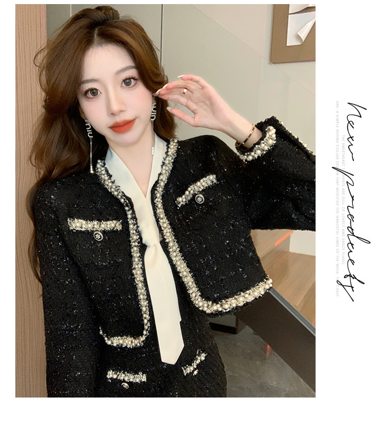 High end fragrance style dress set for women, autumn and winter hot items, small and spicy girl two-piece set, camisole skirt, short jacket, top ddmyS