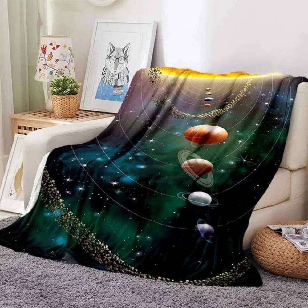 Galaxy stars in space digital-printed polyester Bedroom velvet flannel blanket Fleece soft sofa cover blankets for beds W260120