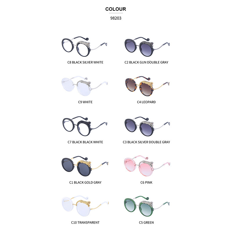 Luxury Brand Designer Sunglasses Steampunk Leopard Sunglae For Women, European And American Style, Unique Round Frame Sunglae, Cro-Border Outdoor Stre