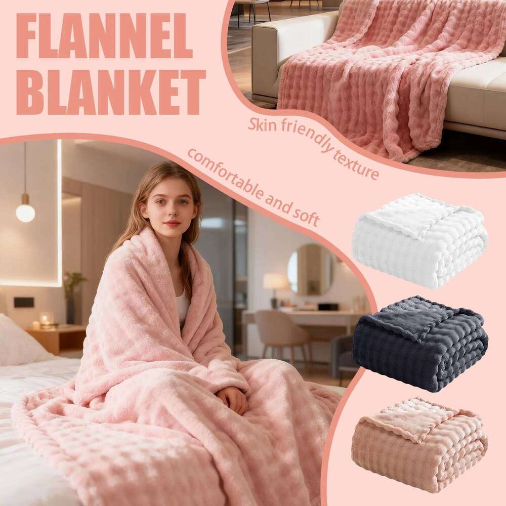 1 Pc Luxury Faux Rabbit Fur Throw Blanket Soft Warm White Striped Fluffy Blankets for Sofa Office Naps Single Double Plush Plaid W260120