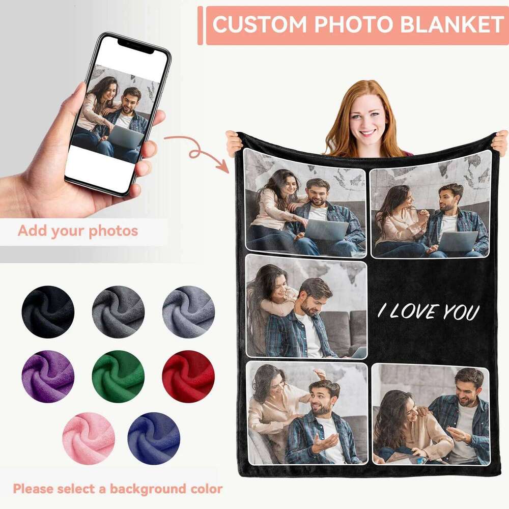 1pc Customized Your Design Logo Family Photo Print Warm Smooth Blanket Custom Lover Dad Mom for Winter New Year Gift W260120
